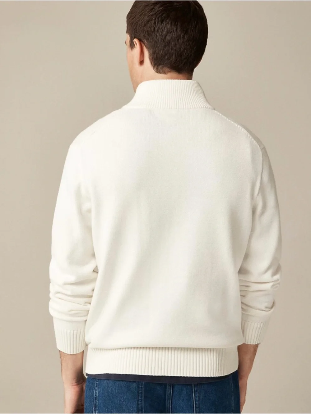 NWT J. Crew Heritage Cotton Quarter-zip Sweater Ivory